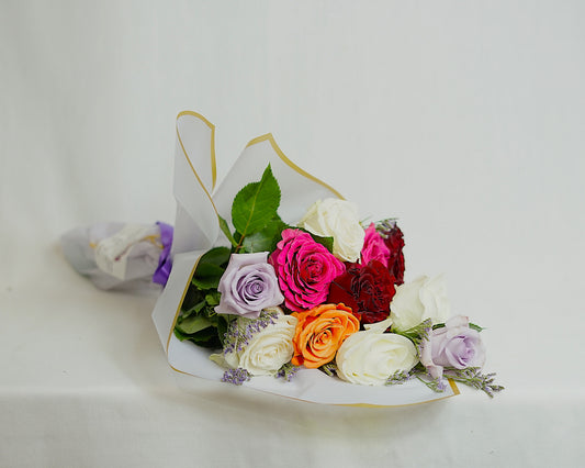 Colorful Dozen Roses Bouquet