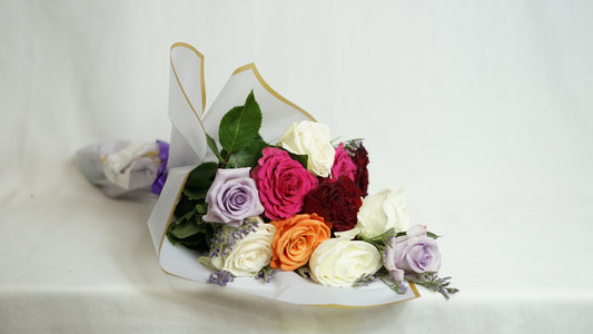 Colorful Dozen Roses Bouquet
